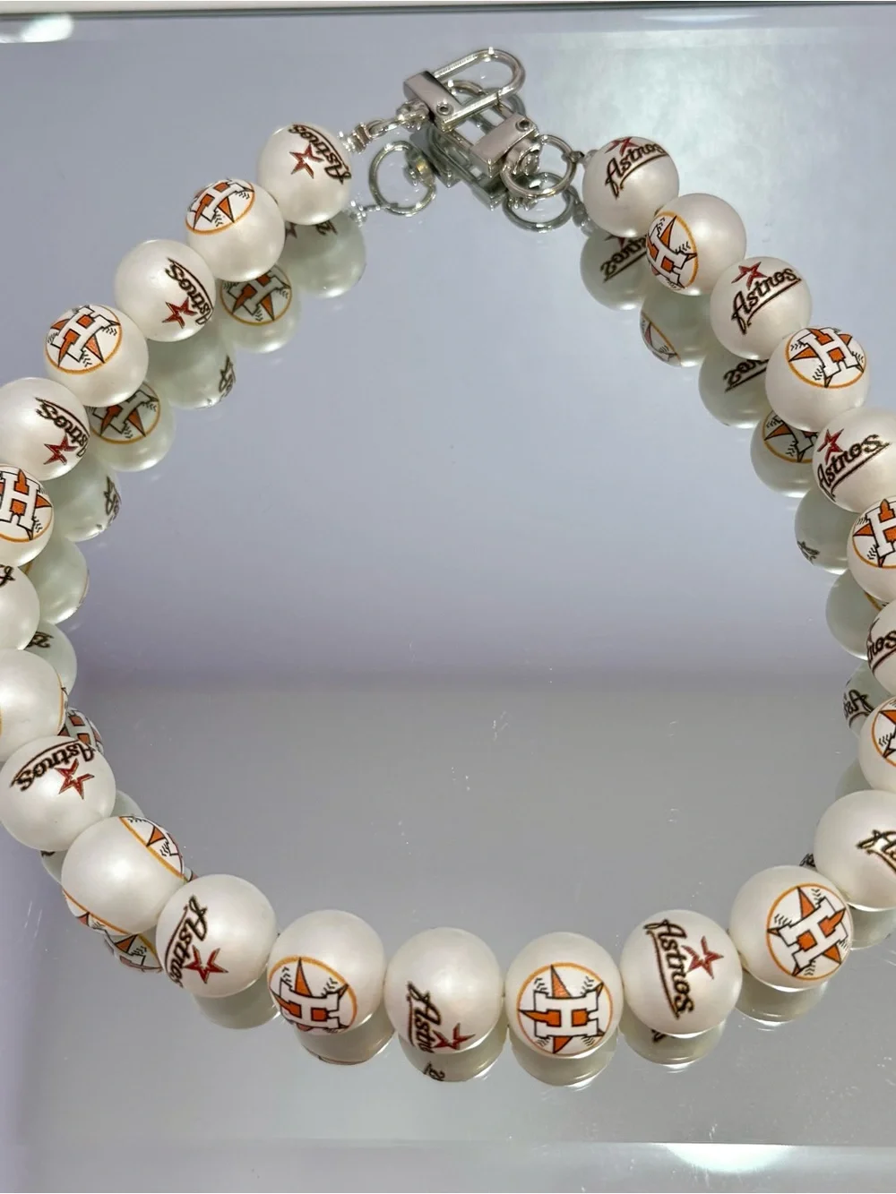 New Houston Astros White Bead Bag Chain 18 inches